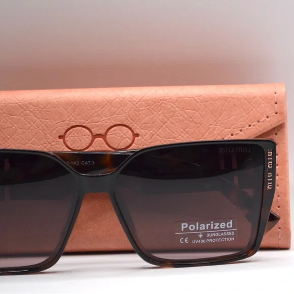 MIU MIU Women’s Polarized Sunglasses | Tortoise Brown | Grey Purple Lens | New - Picture 9 of 16